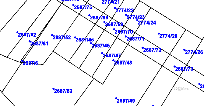 Parcela st. 2687/47 v KÚ Koloměřice, Katastrální mapa