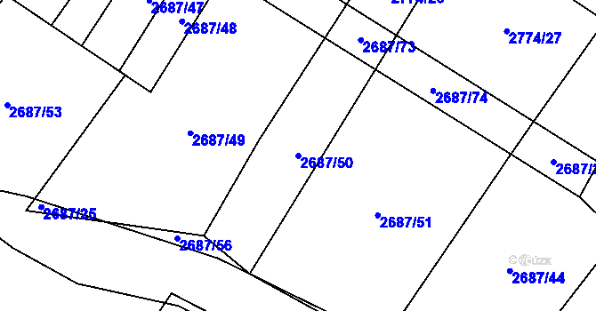 Parcela st. 2687/50 v KÚ Koloměřice, Katastrální mapa