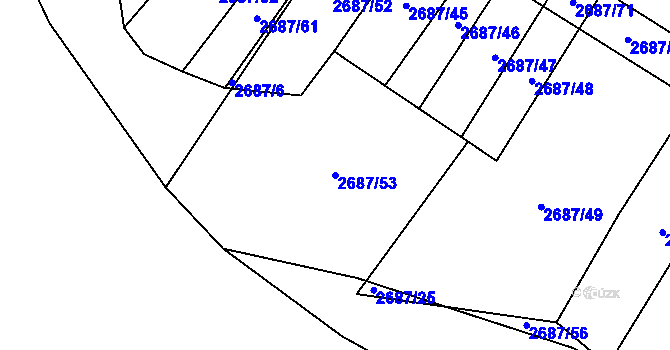 Parcela st. 2687/53 v KÚ Koloměřice, Katastrální mapa