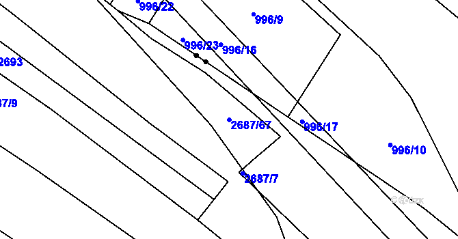 Parcela st. 2687/67 v KÚ Koloměřice, Katastrální mapa
