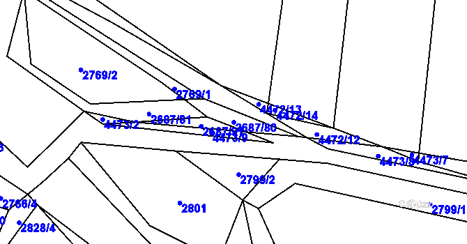 Parcela st. 2687/80 v KÚ Koloměřice, Katastrální mapa