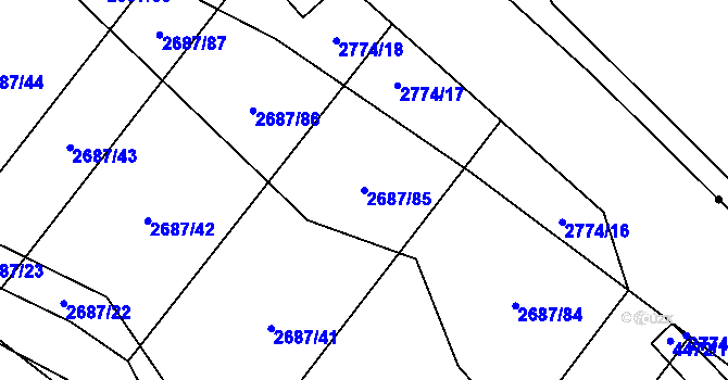 Parcela st. 2687/85 v KÚ Koloměřice, Katastrální mapa