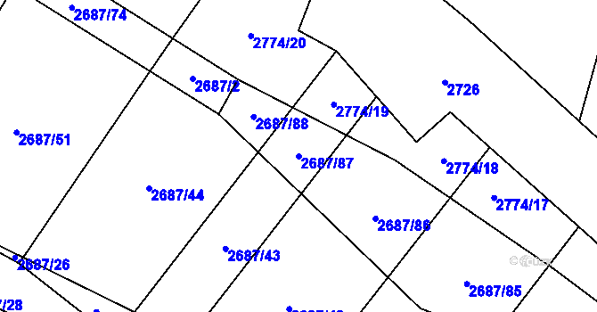 Parcela st. 2687/87 v KÚ Koloměřice, Katastrální mapa