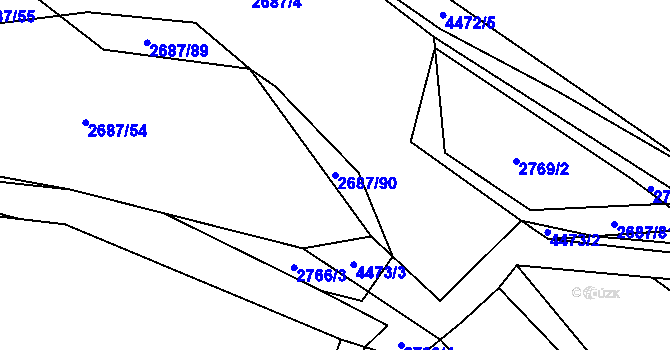 Parcela st. 2687/90 v KÚ Koloměřice, Katastrální mapa