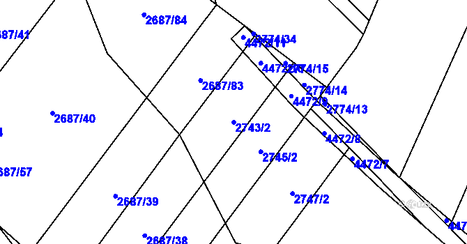 Parcela st. 2743/2 v KÚ Koloměřice, Katastrální mapa