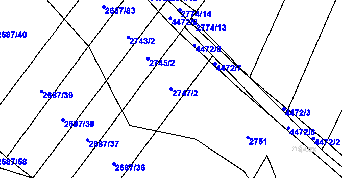 Parcela st. 2747/2 v KÚ Koloměřice, Katastrální mapa