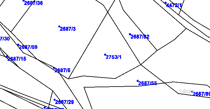Parcela st. 2753/1 v KÚ Koloměřice, Katastrální mapa