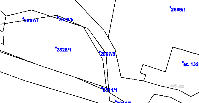 Parcela st. 2807/5 v KÚ Koloměřice, Katastrální mapa