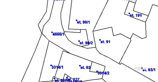 Parcela st. 90/2 v KÚ Koloměřice, Katastrální mapa