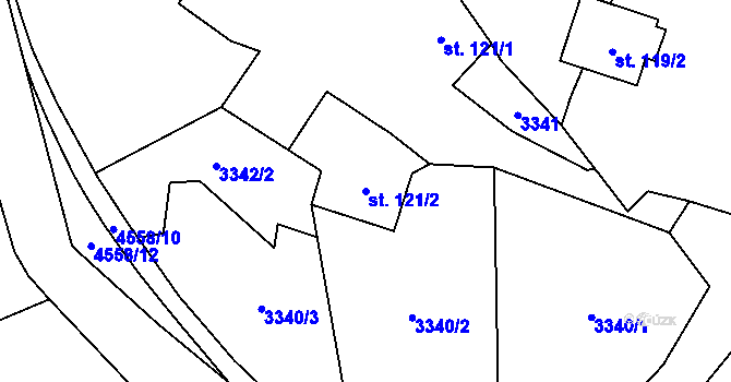 Parcela st. 121/2 v KÚ Koloměřice, Katastrální mapa