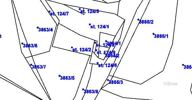 Parcela st. 124/9 v KÚ Koloměřice, Katastrální mapa