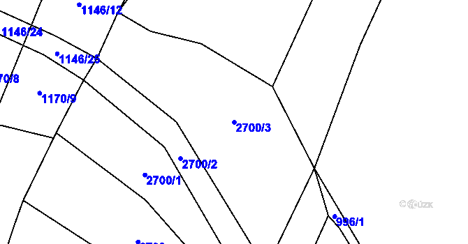 Parcela st. 2700/3 v KÚ Koloměřice, Katastrální mapa