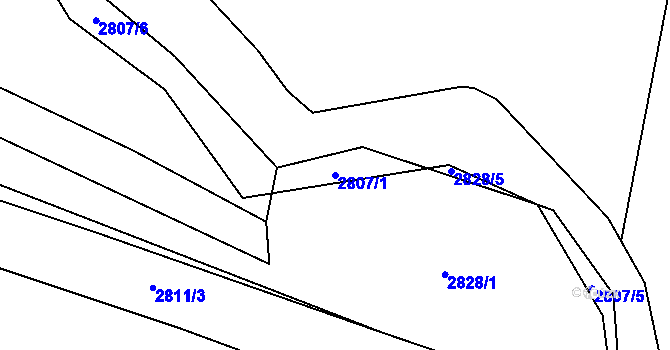 Parcela st. 2807/1 v KÚ Koloměřice, Katastrální mapa