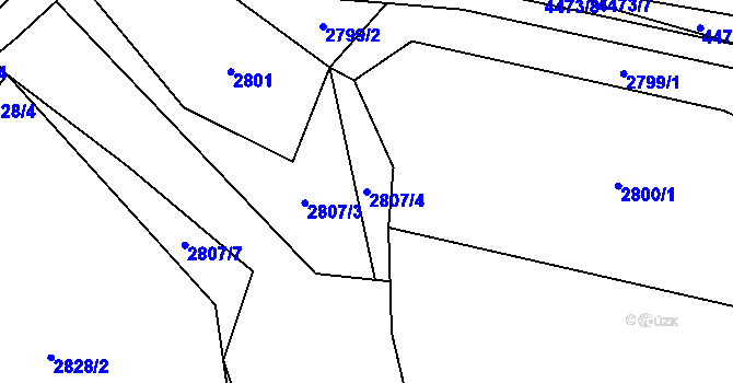 Parcela st. 2807/4 v KÚ Koloměřice, Katastrální mapa