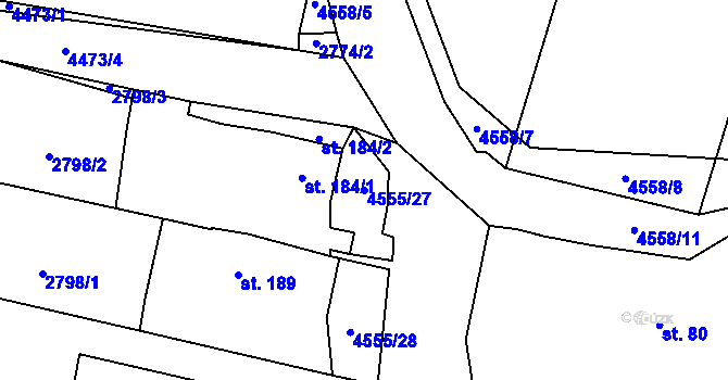 Parcela st. 4555/27 v KÚ Koloměřice, Katastrální mapa