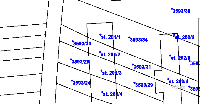Parcela st. 201/2 v KÚ Koloměřice, Katastrální mapa