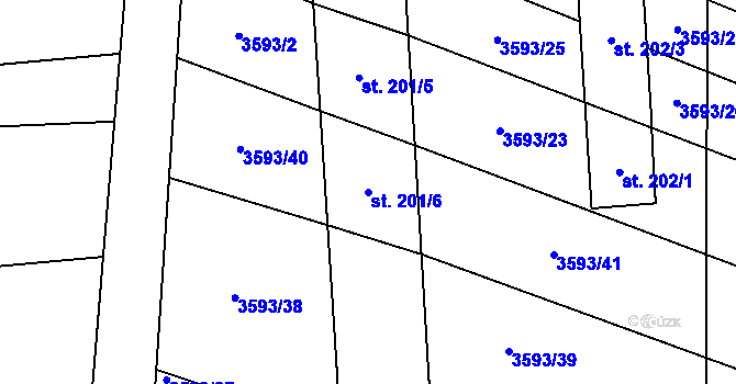 Parcela st. 201/6 v KÚ Koloměřice, Katastrální mapa