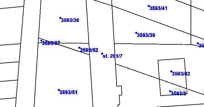 Parcela st. 201/7 v KÚ Koloměřice, Katastrální mapa