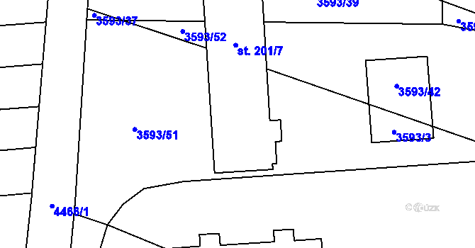 Parcela st. 201/8 v KÚ Koloměřice, Katastrální mapa