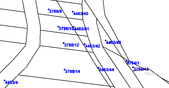 Parcela st. 4463/42 v KÚ Koloměřice, Katastrální mapa