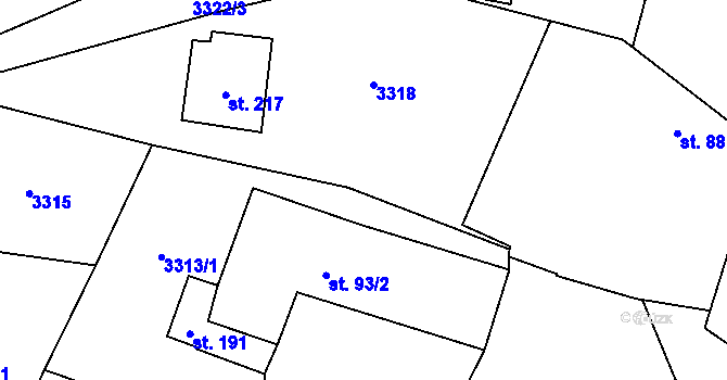 Parcela st. 3313/4 v KÚ Koloměřice, Katastrální mapa