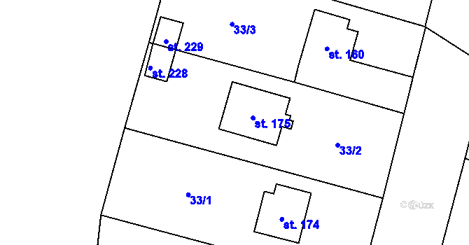 Parcela st. 175 v KÚ Chraštice, Katastrální mapa