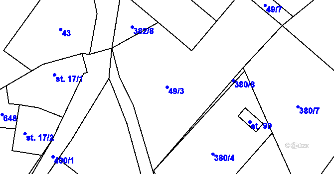 Parcela st. 49/3 v KÚ Zbenice, Katastrální mapa