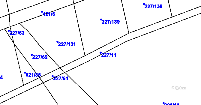 Parcela st. 227/11 v KÚ Zbenice, Katastrální mapa