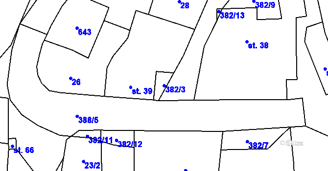 Parcela st. 382/3 v KÚ Zbenice, Katastrální mapa