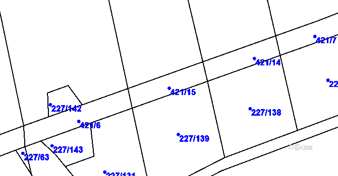 Parcela st. 421/15 v KÚ Zbenice, Katastrální mapa