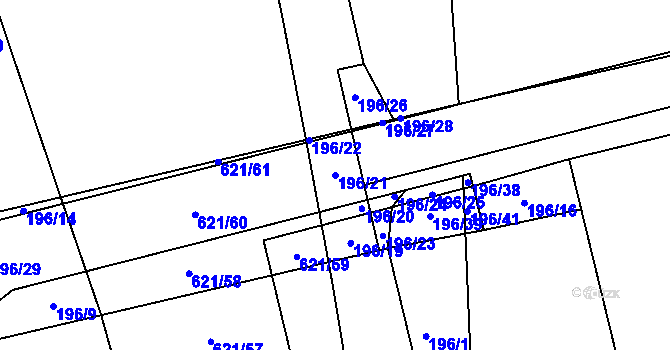Parcela st. 196/21 v KÚ Zbenice, Katastrální mapa
