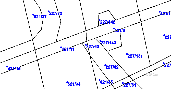 Parcela st. 227/63 v KÚ Zbenice, Katastrální mapa