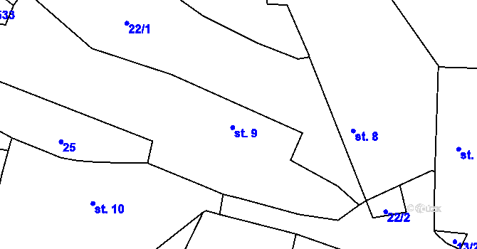Parcela st. 9 v KÚ Chrášťovice, Katastrální mapa