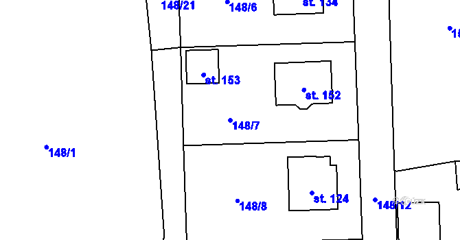 Parcela st. 148/7 v KÚ Chrášťovice, Katastrální mapa