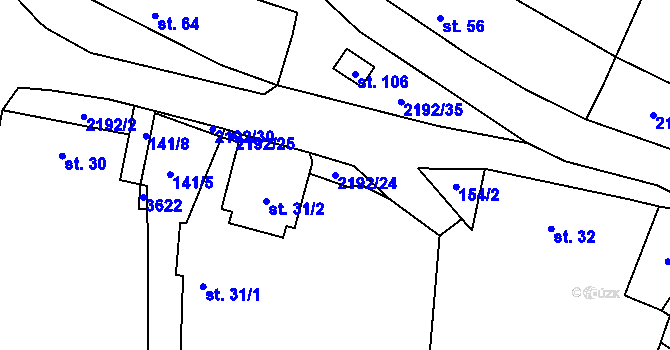 Parcela st. 2192/24 v KÚ Chrášťovice, Katastrální mapa