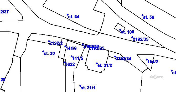 Parcela st. 2192/25 v KÚ Chrášťovice, Katastrální mapa