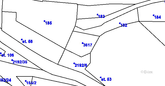 Parcela st. 3617 v KÚ Chrášťovice, Katastrální mapa