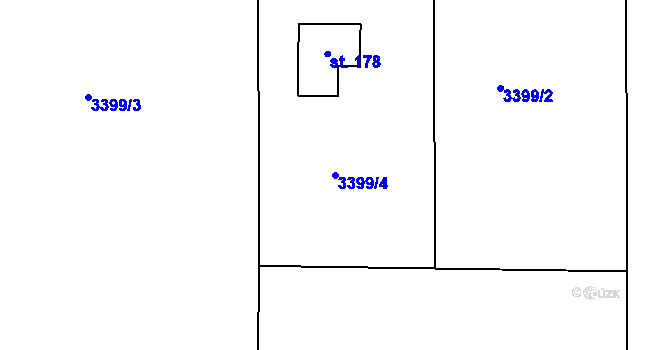 Parcela st. 3399/4 v KÚ Chrášťovice, Katastrální mapa