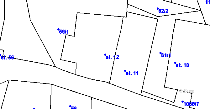 Parcela st. 12 v KÚ Chrbonín, Katastrální mapa