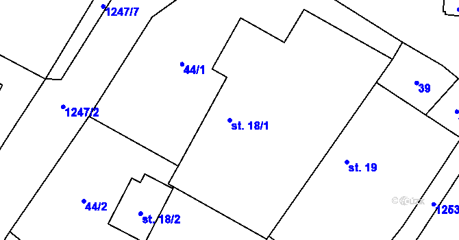 Parcela st. 18/1 v KÚ Chrbonín, Katastrální mapa
