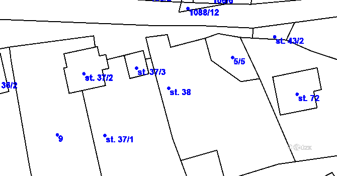 Parcela st. 38 v KÚ Chrbonín, Katastrální mapa