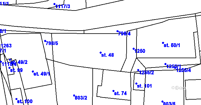 Parcela st. 48 v KÚ Chrbonín, Katastrální mapa
