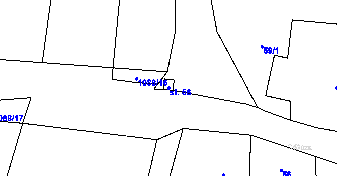 Parcela st. 56 v KÚ Chrbonín, Katastrální mapa