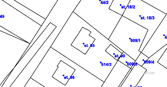 Parcela st. 65 v KÚ Chrbonín, Katastrální mapa