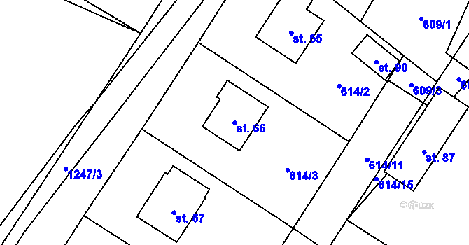 Parcela st. 66 v KÚ Chrbonín, Katastrální mapa