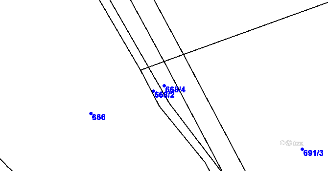 Parcela st. 668/4 v KÚ Chrbonín, Katastrální mapa