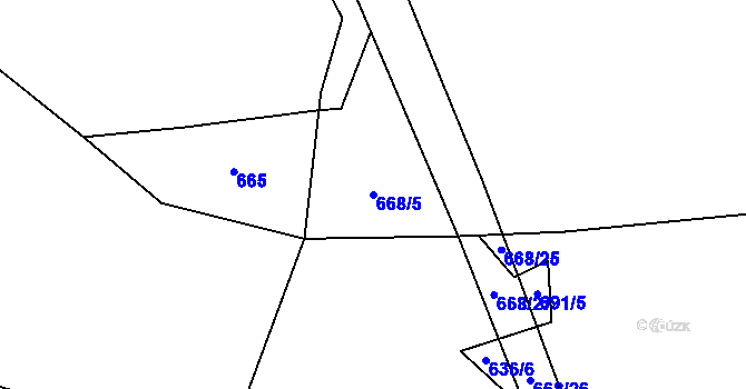 Parcela st. 668/5 v KÚ Chrbonín, Katastrální mapa