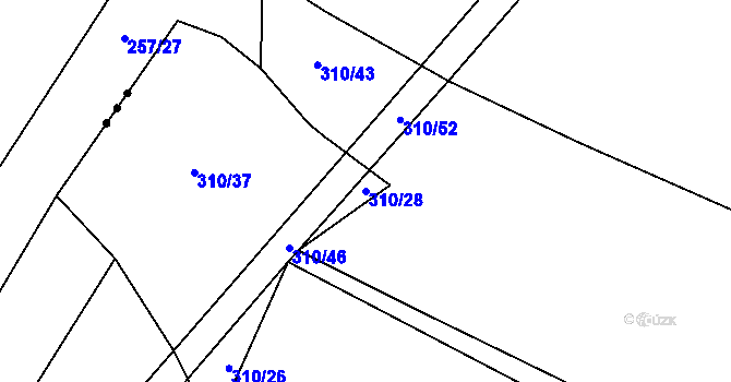 Parcela st. 310/28 v KÚ Chrbonín, Katastrální mapa
