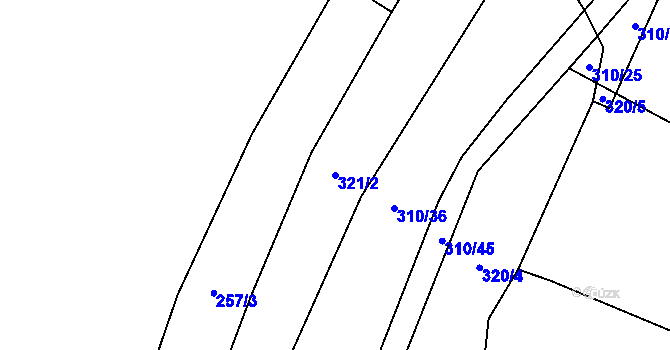 Parcela st. 321/2 v KÚ Chrbonín, Katastrální mapa