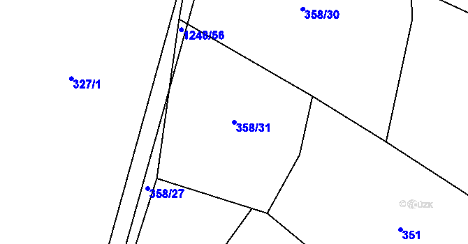 Parcela st. 358/31 v KÚ Chrbonín, Katastrální mapa